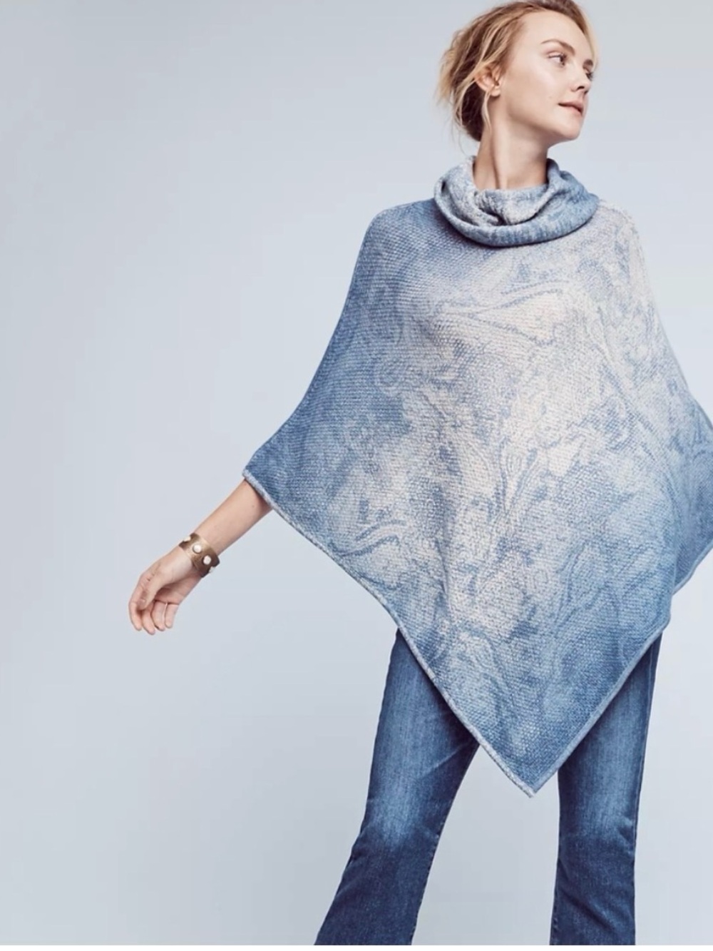 Anthropologie Blue Skywashed Ponch by Petanu
